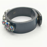 petite robe noire ラインストーン ビジュー レザー ブレスレット 濃紺 ネイビー マルチカラー レディース プティローブノアー【中古】5-1130G∞