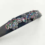 petite robe noire ラインストーン ビジュー レザー ブレスレット 濃紺 ネイビー マルチカラー レディース プティローブノアー【中古】5-1130G∞