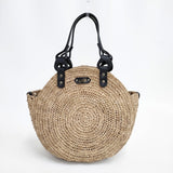 IBIZA ラフィア ハンドバッグ ラウンド型 定価44000円 かごバッグ ベージュ レディース イビサ【中古】6-0212M◎