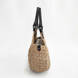 IBIZA ラフィア ハンドバッグ ラウンド型 定価44000円 かごバッグ ベージュ レディース イビサ【中古】6-0212M◎