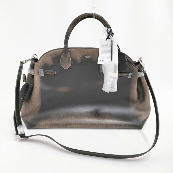 COACH 新品 SFT EMPIRE 48 ソフトエンパイアキャリーオールバッグ 48・ラブドレザー 定価187000円 ブラック ブラウン コーチ【中古】5-1011G♪