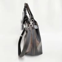 COACH 新品 SFT EMPIRE 48 ソフトエンパイアキャリーオールバッグ 48・ラブドレザー 定価187000円 ブラック ブラウン コーチ【中古】5-1011G♪