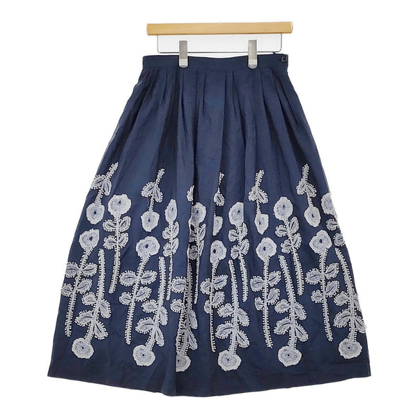 mina perhonen frost garden 刺繍 サイズ40 定価99000円 acs5372 ロングスカート 24SS ネイビー レディース ミナペルホネン【中古】5-1011M♪
