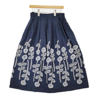 mina perhonen frost garden 刺繍 サイズ40 定価99000円 acs5372 ロングスカート 24SS ネイビー レディース ミナペルホネン【中古】5-1011M♪