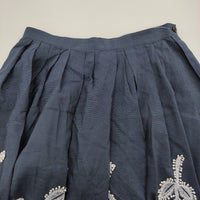 mina perhonen frost garden 刺繍 サイズ40 定価99000円 acs5372 ロングスカート 24SS ネイビー レディース ミナペルホネン【中古】5-1011M♪
