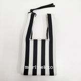 marimekko Knitted Mini Tote Merirosvo ストライプ ニットミニトート トートバッグ ホワイト ブラック レディース マリメッコ【中古】5-1014G♪