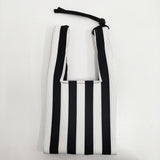 marimekko Knitted Mini Tote Merirosvo ストライプ ニットミニトート トートバッグ ホワイト ブラック レディース マリメッコ【中古】5-1014G♪