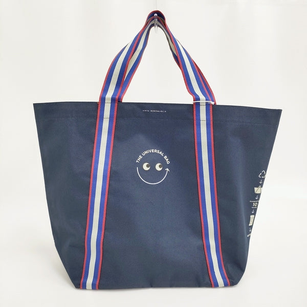 Anya Hindmarch 新品 イギリス限定TESCO UNIVERSAL BAG エコバッグ トートバッグ ネイビー レディース アニヤ・ハインドマーチ【中古】5-1014G♪