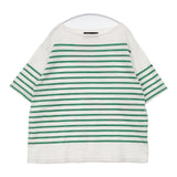 OUTIL バスクシャツ ボーダー サイズ0 半袖Ｔシャツ カットソー ホワイト グリーン レディース ウティ【中古】6-0601S∞