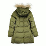 DESCENTE ALLTERRAIN 水沢ダウン ラクーンファー DOR-C7638W サイズM ダウンコート カーキ レディース デサントオルテライン【中古】5-1123A♪