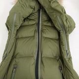 DESCENTE ALLTERRAIN 水沢ダウン ラクーンファー DOR-C7638W サイズM ダウンコート カーキ レディース デサントオルテライン【中古】5-1123A♪