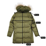 DESCENTE ALLTERRAIN 水沢ダウン ラクーンファー DOR-C7638W サイズM ダウンコート カーキ レディース デサントオルテライン【中古】5-1123A♪