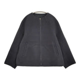 23区 ウールリバーショートブルゾン 46 15G 大きいサイズ 定価47300円 ノーカラージャケット 23AW チャコールグレー レディース 23区【中古】5-1128T♪