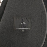 23区 ウールリバーショートブルゾン 46 15G 大きいサイズ 定価47300円 ノーカラージャケット 23AW チャコールグレー レディース 23区【中古】5-1128T♪