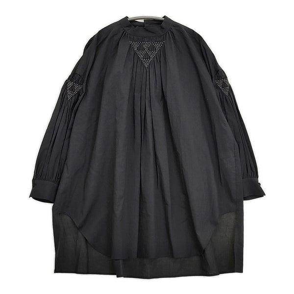the last flower 単調な空間 Hand smocking bloues 定価53900円 ブラウス シャツ 25AW ブラック レディース ザラストフラワー【中古】5-1014M♪
