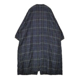 AU GARCONS ノーカラーコート anna チェック 羽織り コットンウール コート ネイビー ブラック レディース オーギャルソン【中古】5-1126T∞