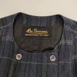 AU GARCONS ノーカラーコート anna チェック 羽織り コットンウール コート ネイビー ブラック レディース オーギャルソン【中古】5-1126T∞