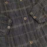 AU GARCONS ノーカラーコート anna チェック 羽織り コットンウール コート ネイビー ブラック レディース オーギャルソン【中古】5-1126T∞