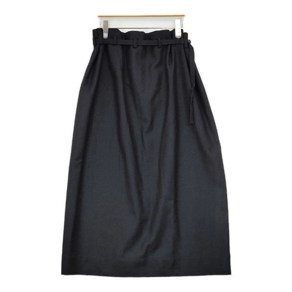 Dulcamara ウール ベルト付き よそいき ロングスカート ブラック レディース ドゥルカマラ【中古】5-1126T∞