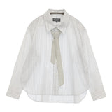 MARGARET HOWELL SOFT COTTON CHAMBRAY 1 定価42900円 ストライプシャツ 25AW ホワイト グレー レディース マーガレットハウエル【中古】5-1014M♪