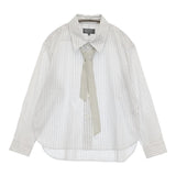 MARGARET HOWELL SOFT COTTON CHAMBRAY 1 定価42900円 ストライプシャツ 25AW ホワイト グレー レディース マーガレットハウエル【中古】5-1014M♪