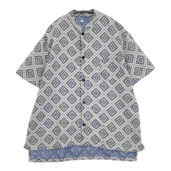 OUTIL ECRU + INDIGO JACQUARD CHEMISIER サイズ1 半袖シャツ 24SS ライトグレー ブルー レディース ウティ【中古】5-1014S♪