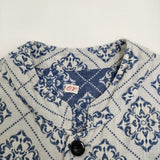 OUTIL ECRU + INDIGO JACQUARD CHEMISIER サイズ1 半袖シャツ 24SS ライトグレー ブルー レディース ウティ【中古】5-1014S♪