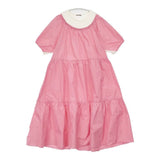 UNDERCOVER SueUNDERCOVER ドッキング ティアード 半袖ドレス ワンピース ピンク レディース アンダーカバー【中古】6-0601S∞