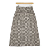 kijinokanosei 花雪ウール シルク混 定価33000円 ロングスカート グレー ホワイト レディース キジノカノウセイ【中古】5-1123T♪