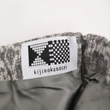 kijinokanosei 花雪ウール シルク混 定価33000円 ロングスカート グレー ホワイト レディース キジノカノウセイ【中古】5-1123T♪