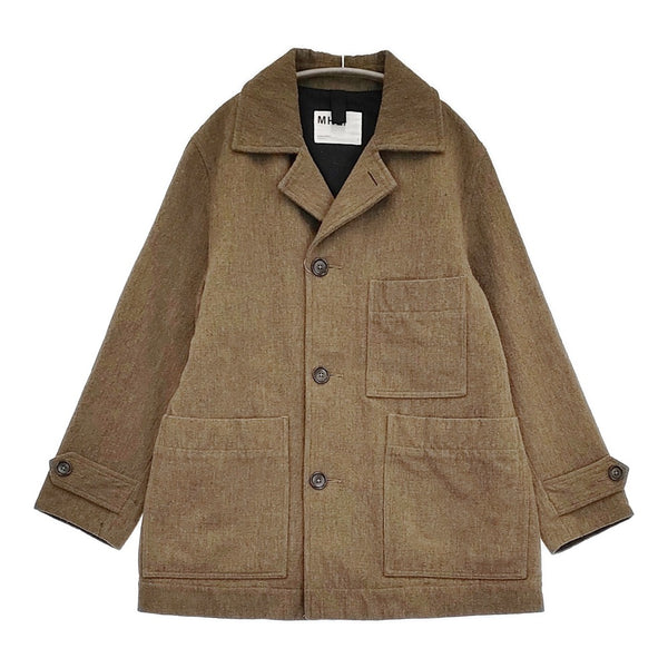 MHL. TEXTURED WOOL サイズ1 595-1210550 ウールリネン ショート丈 コート 21AW カーキ レディース エムエイチエル【中古】5-1123T♪