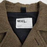MHL. TEXTURED WOOL サイズ1 595-1210550 ウールリネン ショート丈 コート 21AW カーキ レディース エムエイチエル【中古】5-1123T♪