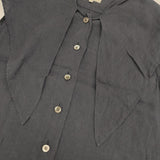 MARGARET HOWELL SOFT LINEN SHIRT 定価29700円 578-3151001 リボン ブラウス シャツ ネイビー レディース マーガレットハウエル【中古】6-0601S∞