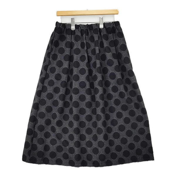 NATURAL LAUNDRY ドットジャガードタックドロースカート 7245C-014 ギャザー ウール混 ロングスカート チャコールグレー ブラック レディース ナチュラルランドリー【中古】5-1111T△