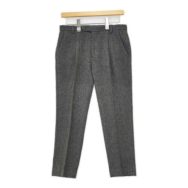 atelier naruse na-05040 ヘリンボーン センタープレス テーパード 日本製 ウール混 パンツ グレー レディース アトリエナルセ【中古】5-1111T△