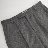 atelier naruse na-05040 ヘリンボーン センタープレス テーパード 日本製 ウール混 パンツ グレー レディース アトリエナルセ【中古】5-1111T△