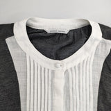 atelier naruse na-03057 ウール ギャザー リネンタック プリーテッドブザム ワンピース グレー ホワイト レディース アトリエナルセ【中古】5-1111T△