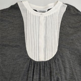 atelier naruse na-03057 ウール ギャザー リネンタック プリーテッドブザム ワンピース グレー ホワイト レディース アトリエナルセ【中古】5-1111T△