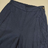 homspun 201-3342 リネンコットンバックギャザータックパンツ サイズS パンツ ネイビー レディース ホームスパン【中古】6-0326M∞