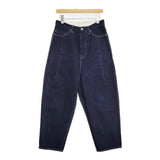 mina perhonen always テーパードデニム ワンウォッシュ 定価35200円 dn4537B コットンリネン デニムパンツ ネイビー レディース ミナペルホネン【中古】6-0202G∞