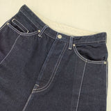 mina perhonen always テーパードデニム ワンウォッシュ 定価35200円 dn4537B コットンリネン デニムパンツ ネイビー レディース ミナペルホネン【中古】6-0202G∞