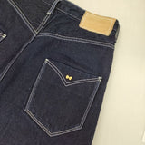 mina perhonen always テーパードデニム ワンウォッシュ 定価35200円 dn4537B コットンリネン デニムパンツ ネイビー レディース ミナペルホネン【中古】6-0202G∞