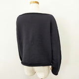 Toujours ボートネック コットンカシミヤスウェットプルオーバー 裏糸カシミヤ スウェット ネイビー レディース トゥジュー【中古】5-1204T∞