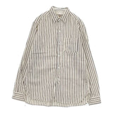 ARTE POVERA ストライプ 日本製 コットン ボタンダウン 長袖シャツ キナリ ベージュ ブルー レディース アルテポーヴェラ【中古】6-0115M∞