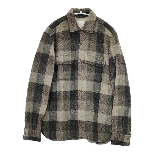 Toujours ウール チェック 日本製 ヘリンボーン 長袖シャツ グレー レディース トゥジュー【中古】5-1111T△