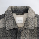 Toujours ウール チェック 日本製 ヘリンボーン 長袖シャツ グレー レディース トゥジュー【中古】5-1111T△