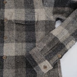 Toujours ウール チェック 日本製 ヘリンボーン 長袖シャツ グレー レディース トゥジュー【中古】5-1111T△