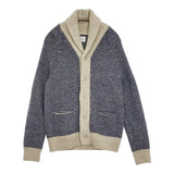 SAVE KHAKI ウールリネンニット ショールカラー サイズM カーディガン ブルー ベージュ レディース セーブカーキ【中古】5-1123T♪