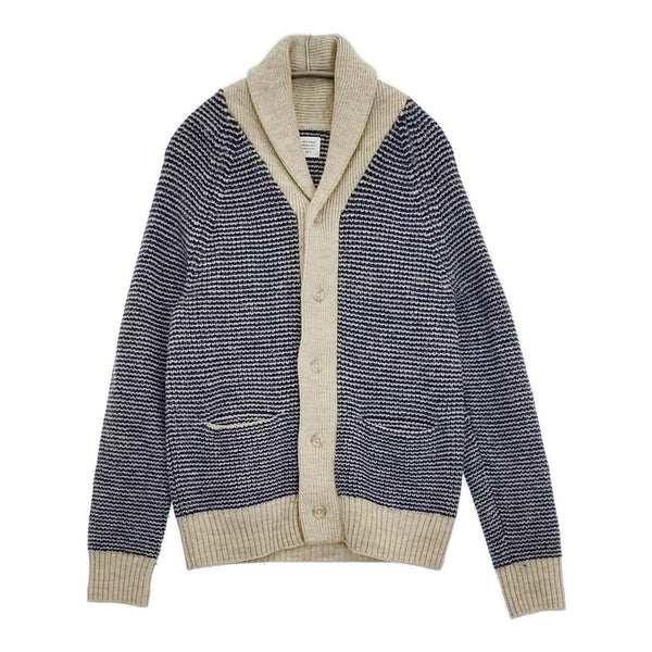 SAVE KHAKI ウールリネンニット ショールカラー サイズM カーディガン ブルー ベージュ レディース セーブカーキ【中古】5-1123T♪