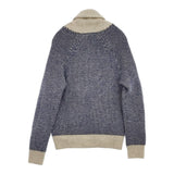 SAVE KHAKI ウールリネンニット ショールカラー サイズM カーディガン ブルー ベージュ レディース セーブカーキ【中古】5-1123T♪